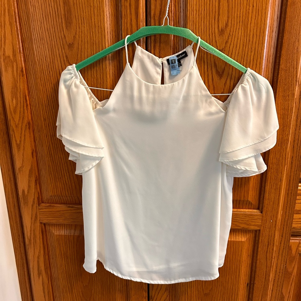 Shinestar Cream off the shoulder  Strap Top, size small
